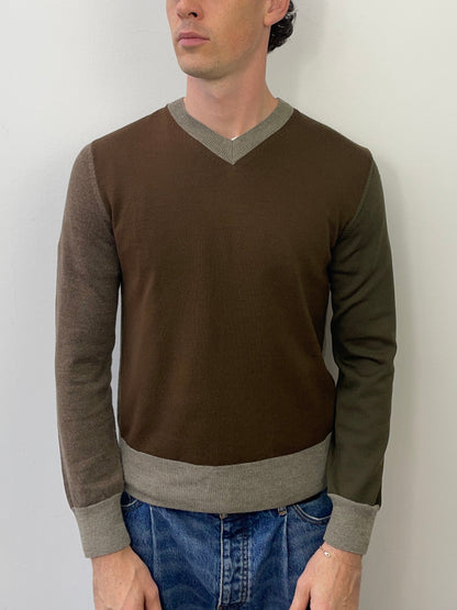 Comme Des Garçons Homme Deux SS12 Tri-Tone Contrast Material Jumper | Medium, Brown