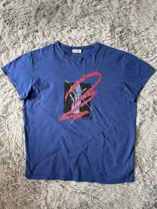 Dior Homme 2023 Graffiti Brushstroke Graphic T-shirt - L | O/S, Blue