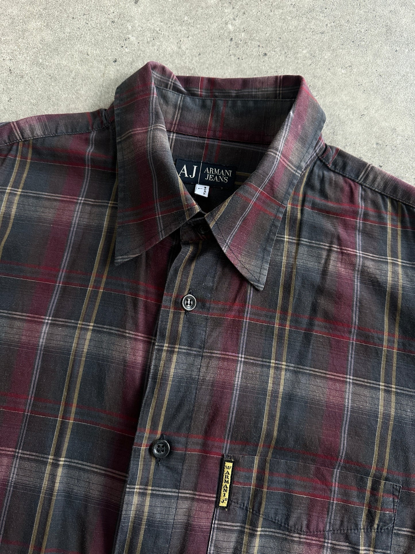 Armani Jeans 2000s Check Pure Cotton Flannel Logo Shirt - L