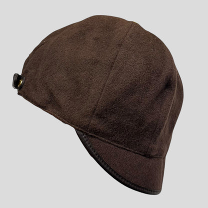 Gucci 00’s Cashmere Wool Leather Newsboy Jockey Hat - S/M | O/S, Brown