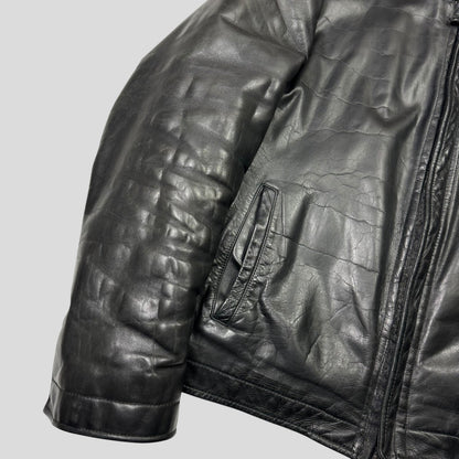 Neil Barrett 00’s Textured Padded Leather Moto Jacket - L