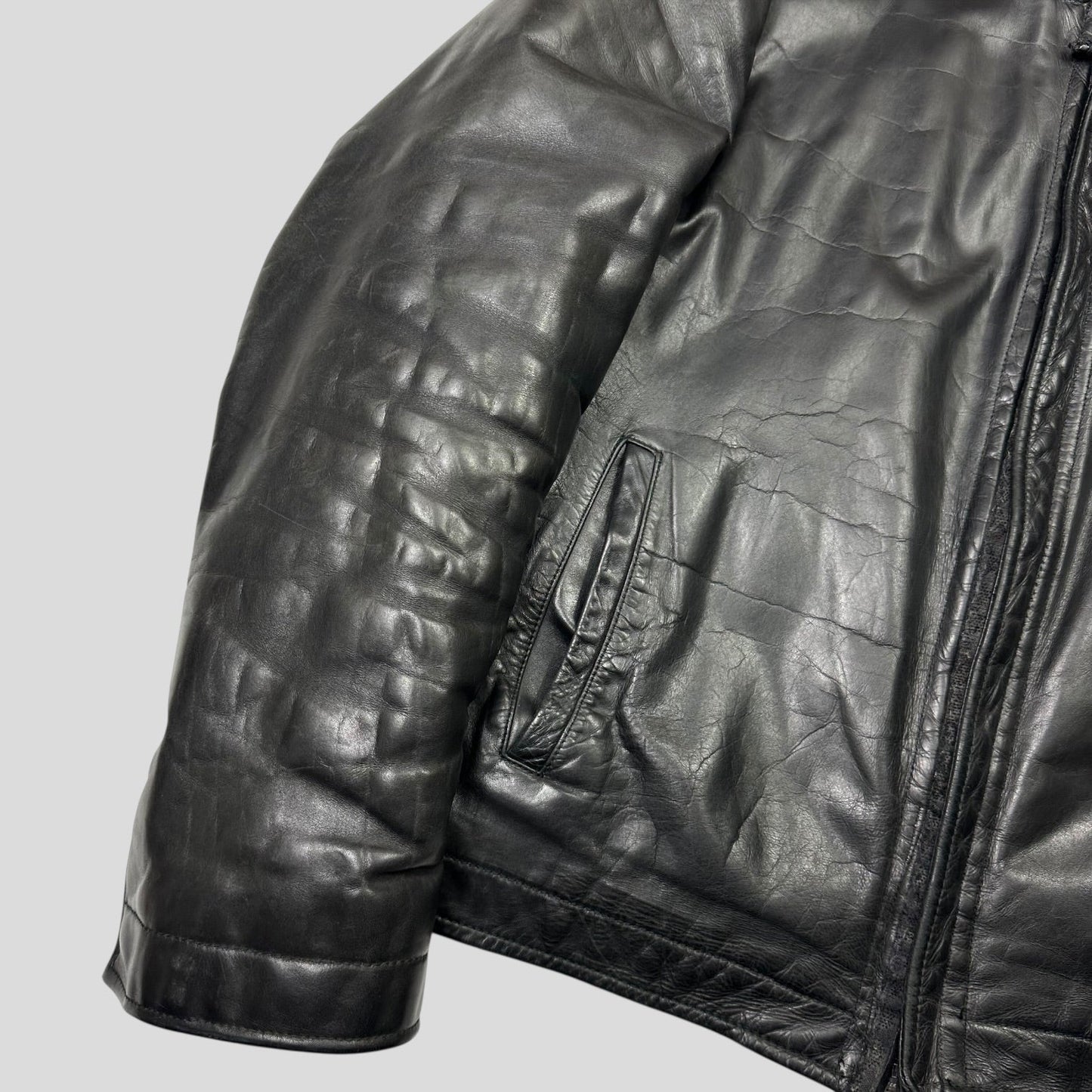 Neil Barrett 00’s Textured Padded Leather Moto Jacket - L | Default Title, Black
