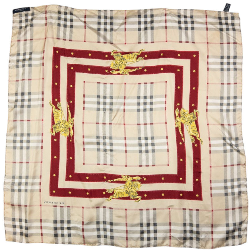 Vintage Burberry Nova Check Silk Scarf