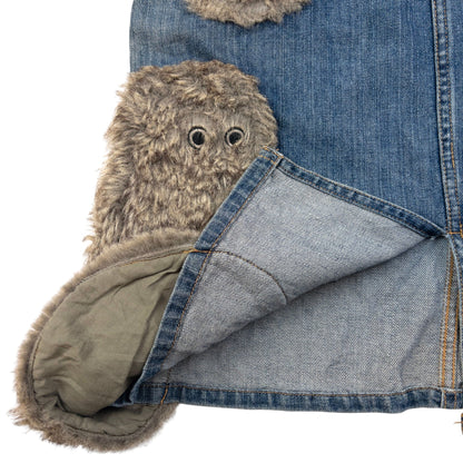 Vintage Ne-Net By Issey Miyake Fur Patch Denim Skirt Womens Size W28