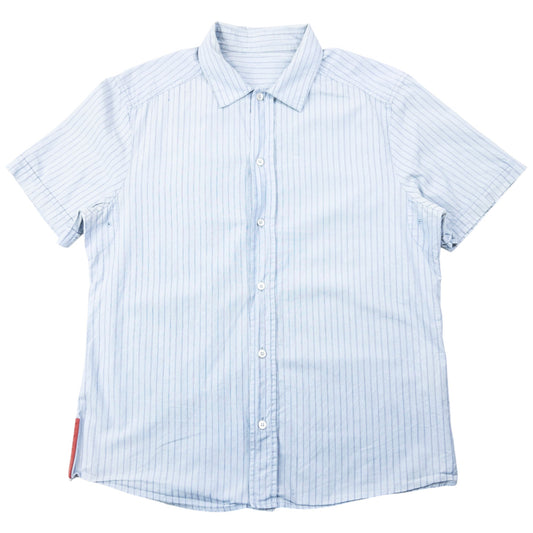 Vintage 2000s Prada Sport Striped Short Sleeve Button Up Shirt Size M | Medium, Blue