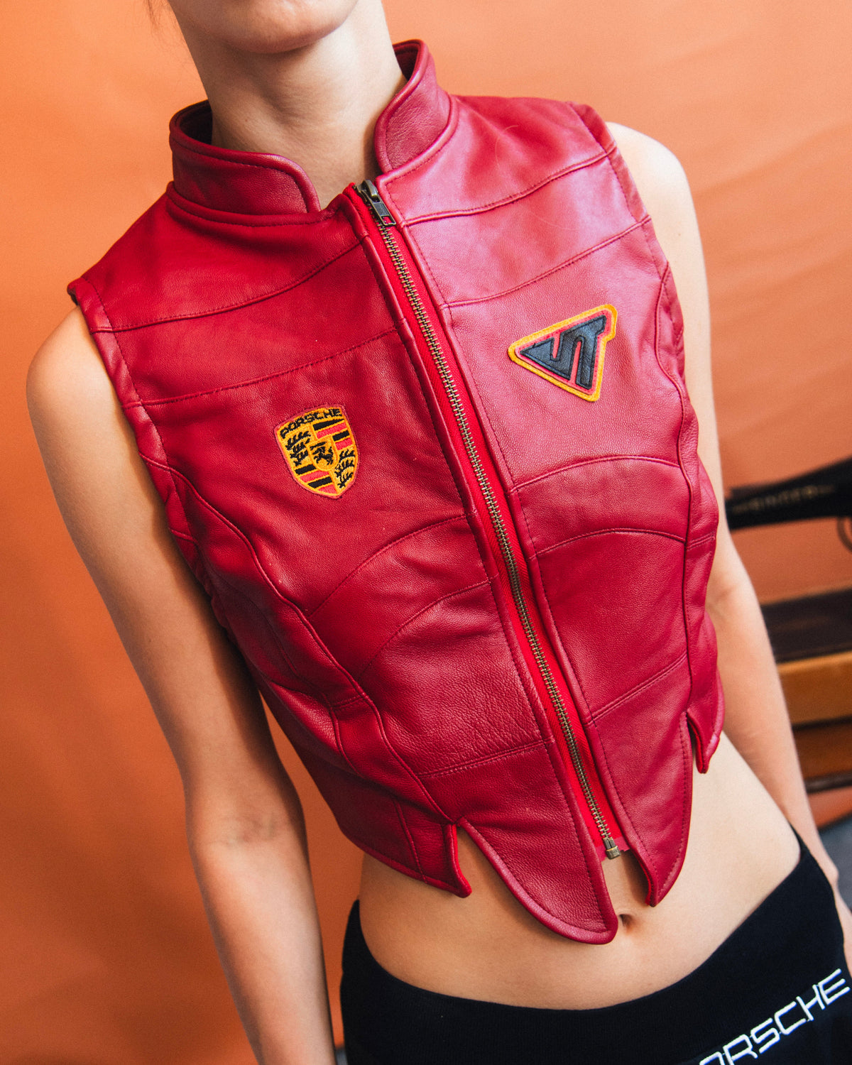VT Rework : Custom Order - Leather Corset Racing Gilet | Red