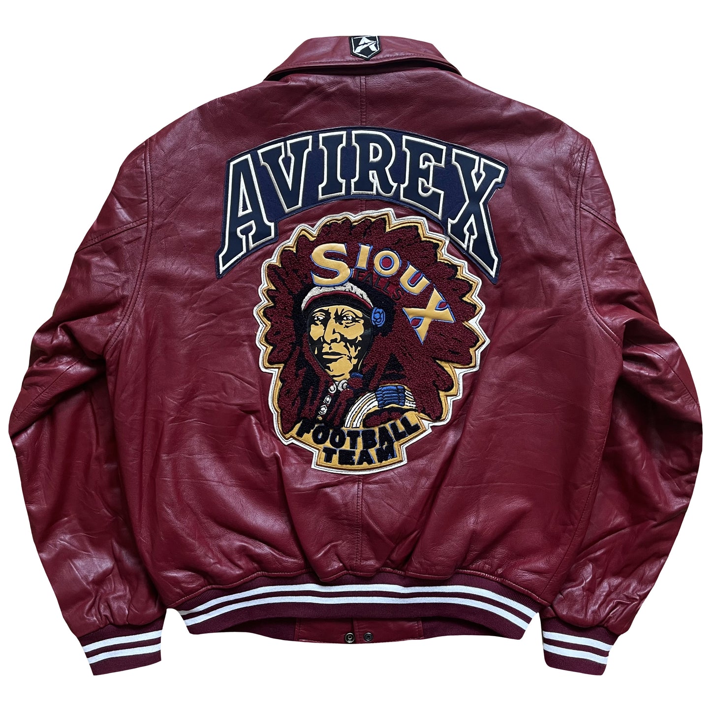 Avirex 'Sioux Football Team' Leather Varsity Jacket - M