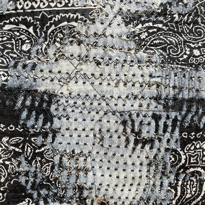 Boro Patchwork Sashiko Distressed Jeans - W34" | W34, Blue