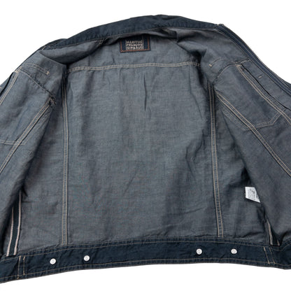 Vintage 2000s Marithe + Francois Girbaud Zip Up Linen Jacket Size S | Small, Blue