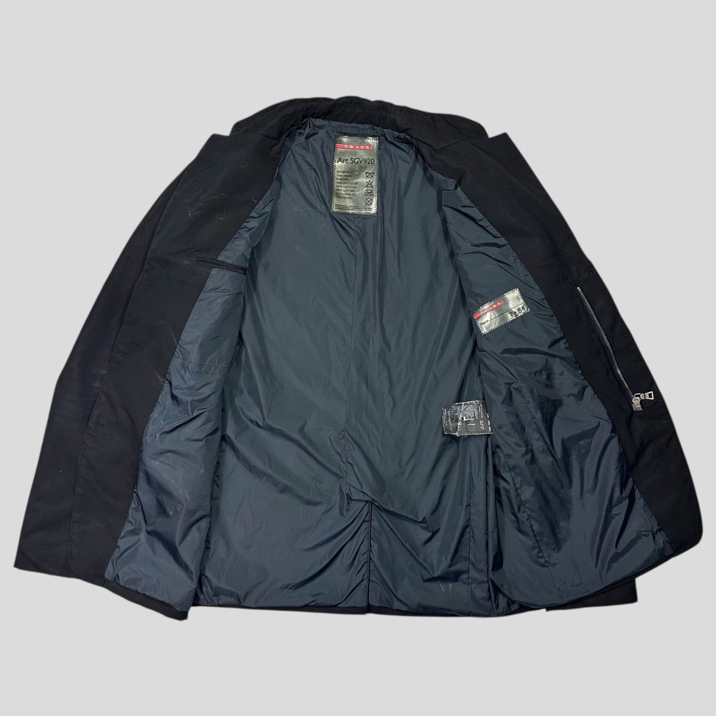 Prada Sport 2007 Wool + Leather Modular Padded Blazer Jacket - IT54 (L) | Default Title, Navy