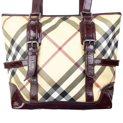 Vintage 2000s Burberry Nova Check Shoulder Bag | O/S, Beige, Burgundy
