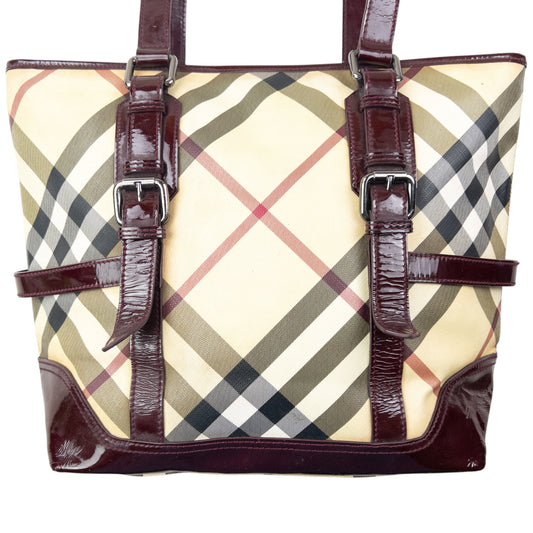 Vintage 2000s Burberry Nova Check Shoulder Bag | O/S, Beige, Burgundy