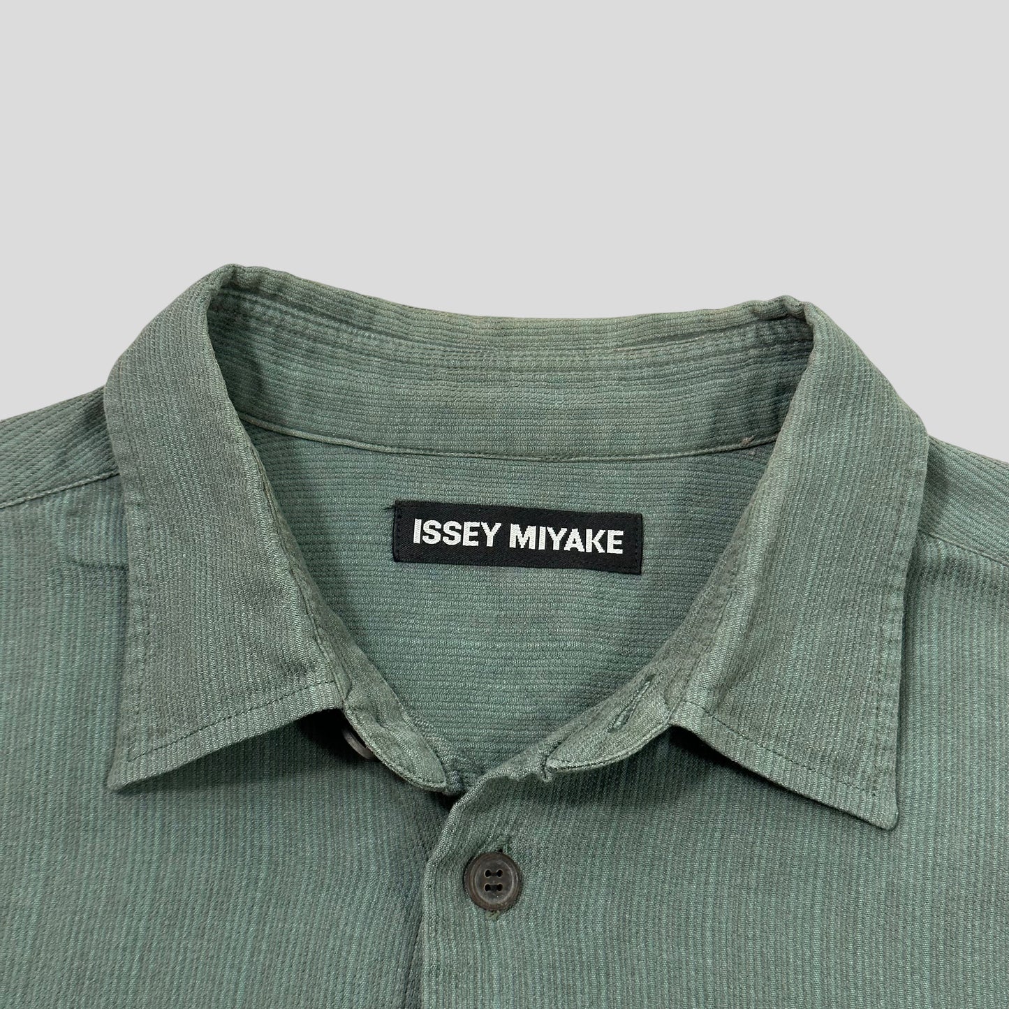 Issey Miyake 1998 Green Textured Micro Stripe Shirt - M/L