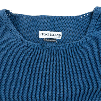 Vintage 2000s Stone Island Knitted Jumper Size M | Medium, Blue