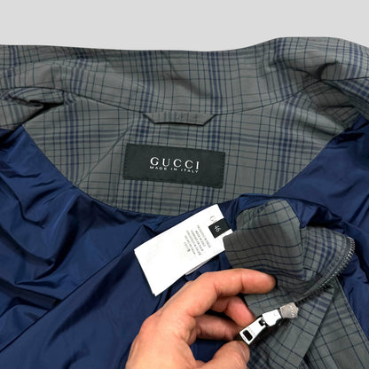Gucci 2013 Grid Plaid Leather Horsebit Harrington Jacket - M | Default Title, Blue