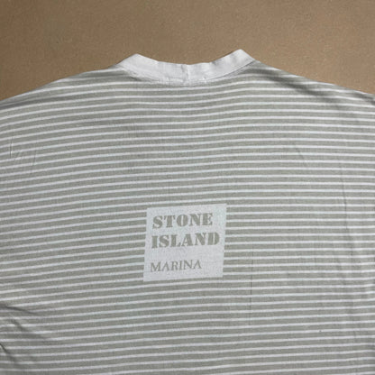 S/S 1986 Stone Grey Marina Spell Out Box Logo T-shirt