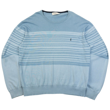 Vintage 2000s YSL Yves Saint Laurent Striped Jumper Size L | Large, Blue