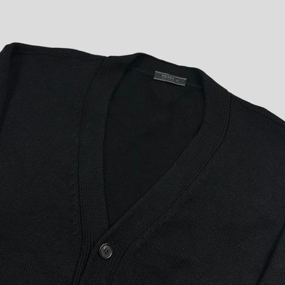 Prada 2021 Triangle Logo Heavyweight Boxy Wool Cardigan - M