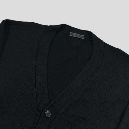 Prada 2021 Triangle Logo Heavyweight Boxy Wool Cardigan - M | Default Title, Black