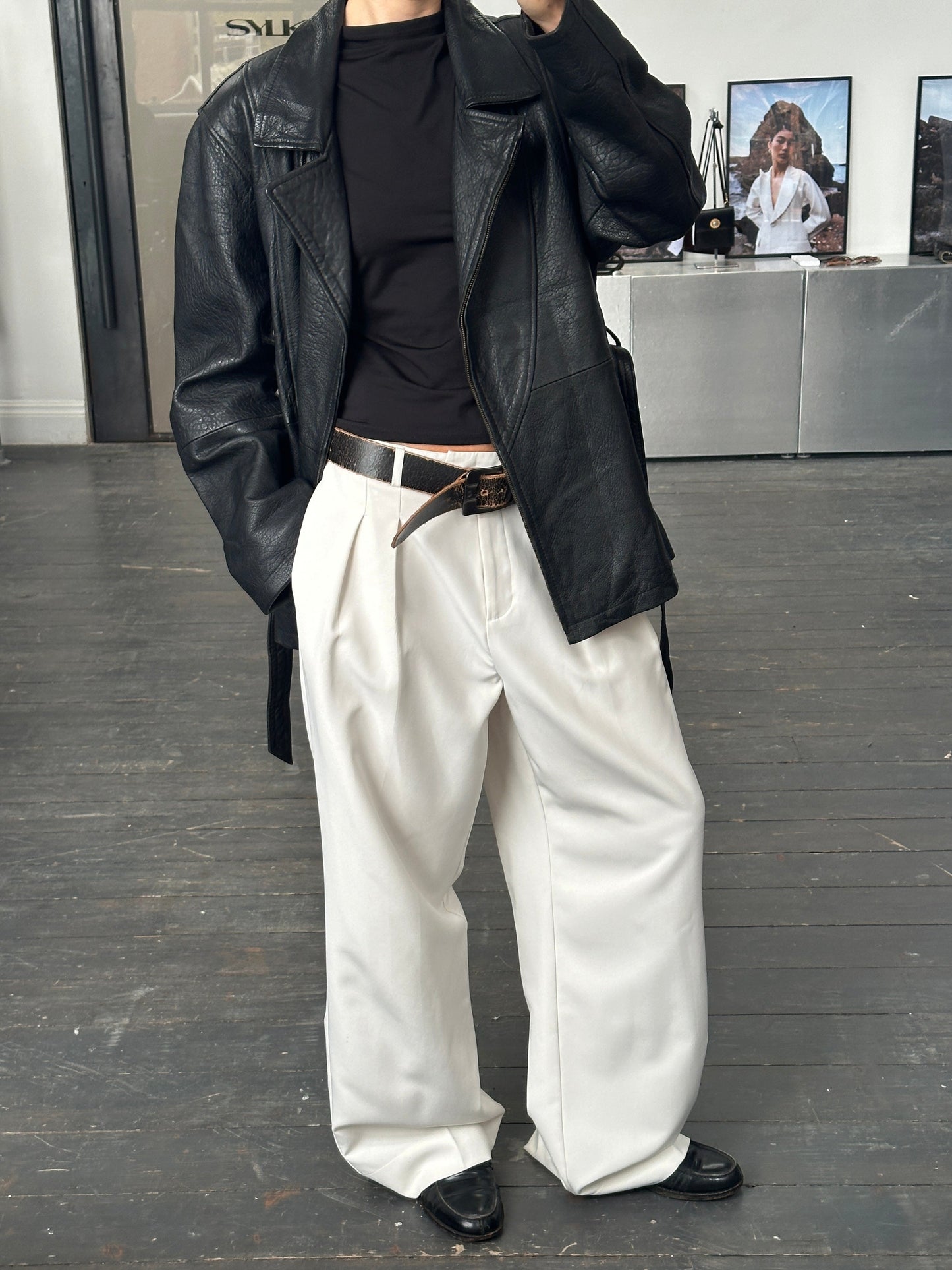 Vintage 1990s Lamb Leather Belted Jacket - XL