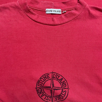 S/S 1985 Ruby Red Centre Compass Logo Smoke Stencil Graphic