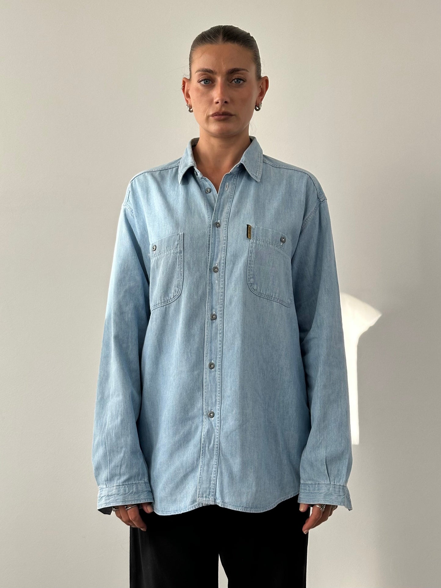 Armani Jeans Pure Cotton Denim Logo Shirt - XL