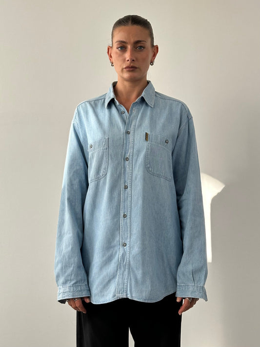 Armani Jeans Pure Cotton Denim Logo Shirt - XL