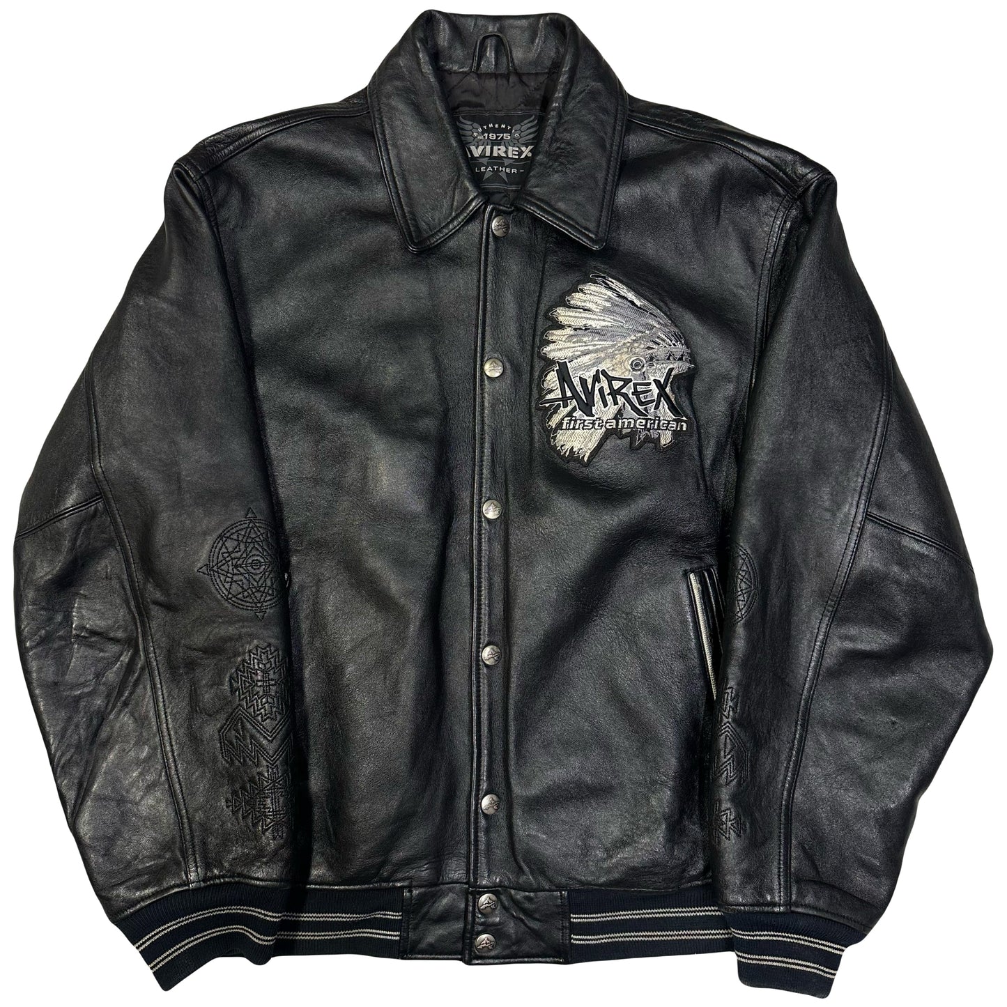 Avirex Leather Jacket In Black ( M )