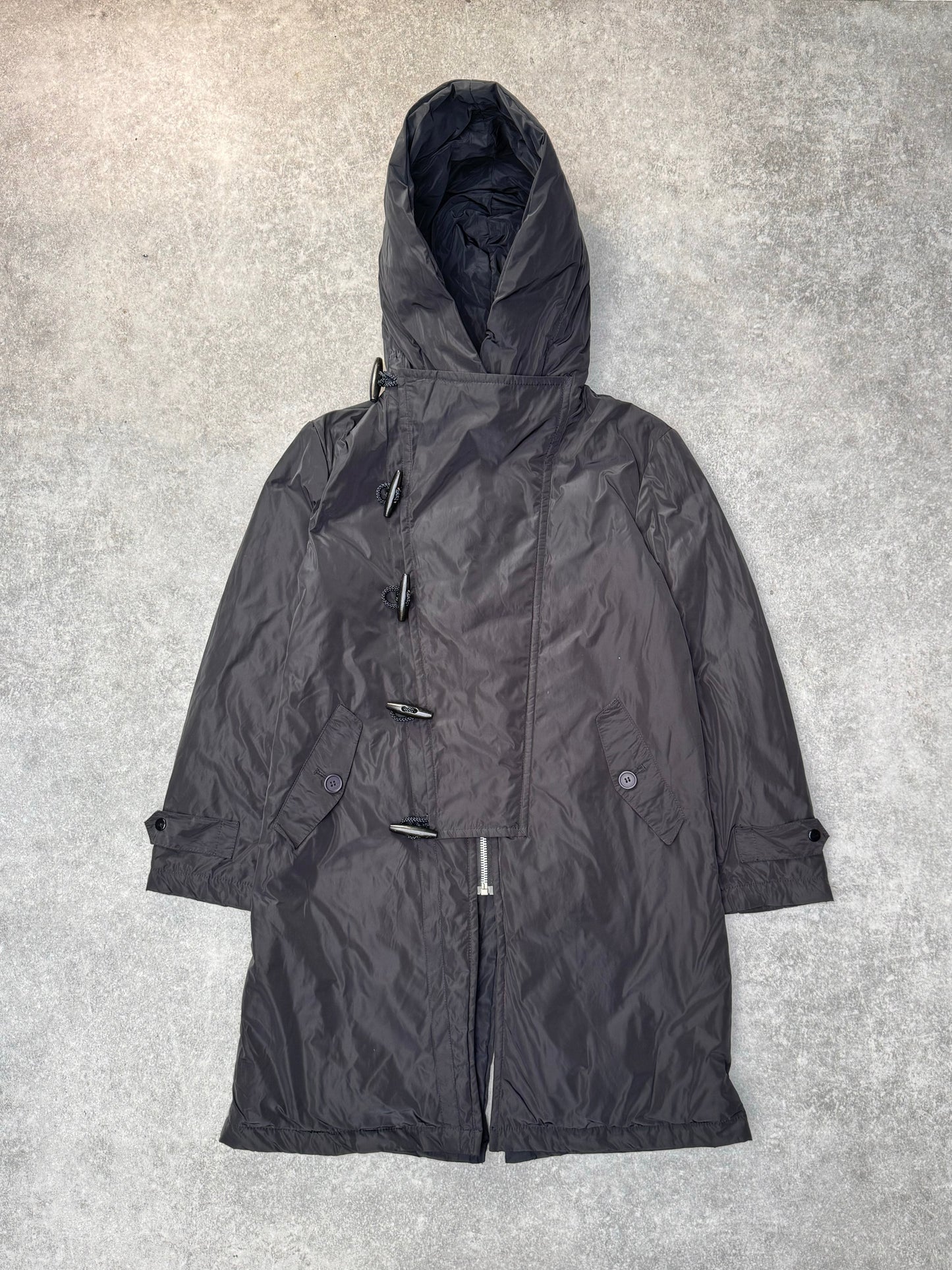 2000 Final Home Issey Miyake Asymmetrical Black Toggle Button Jacket