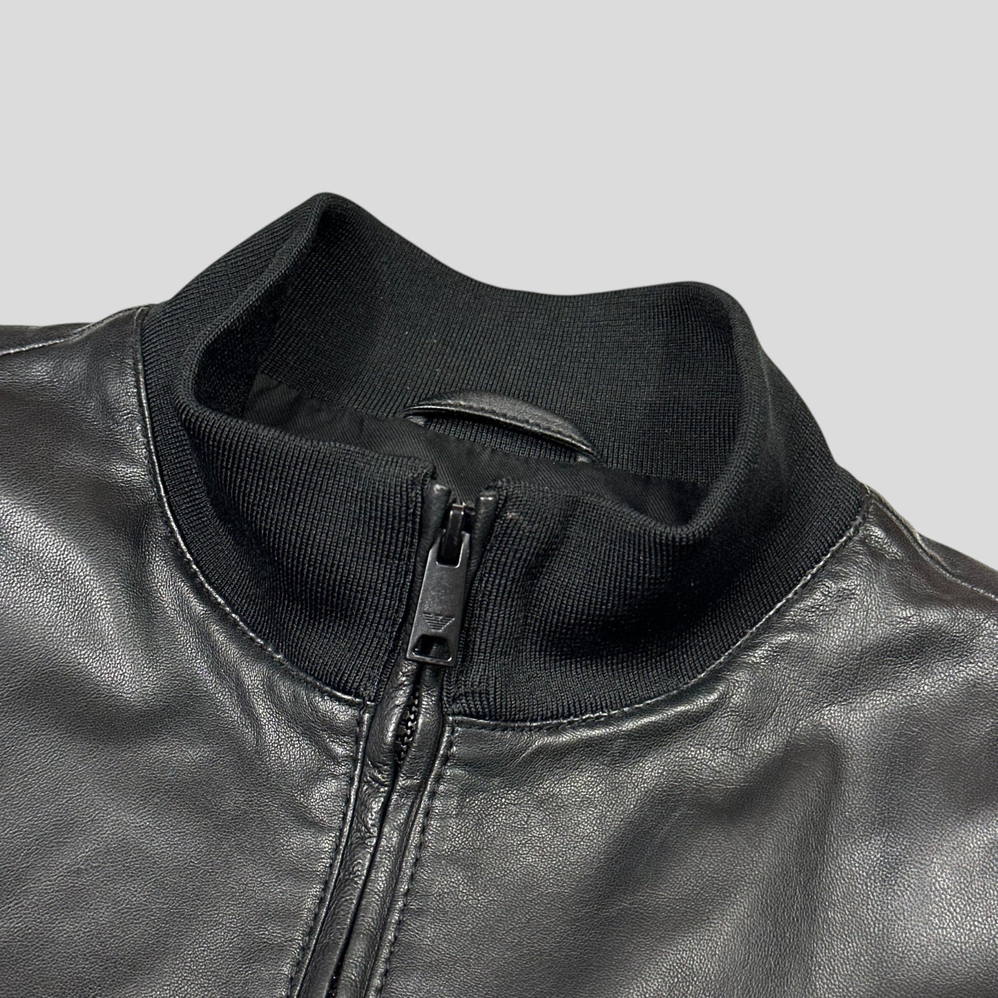 Emporio Armani 2018 Lambs Leather Bomber Jacket - M/L | Default Title, Black