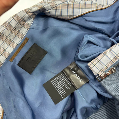 Prada SS17 Lined Cotton Checkered Bomber Jacket - IT46 (S) | Small, Blue