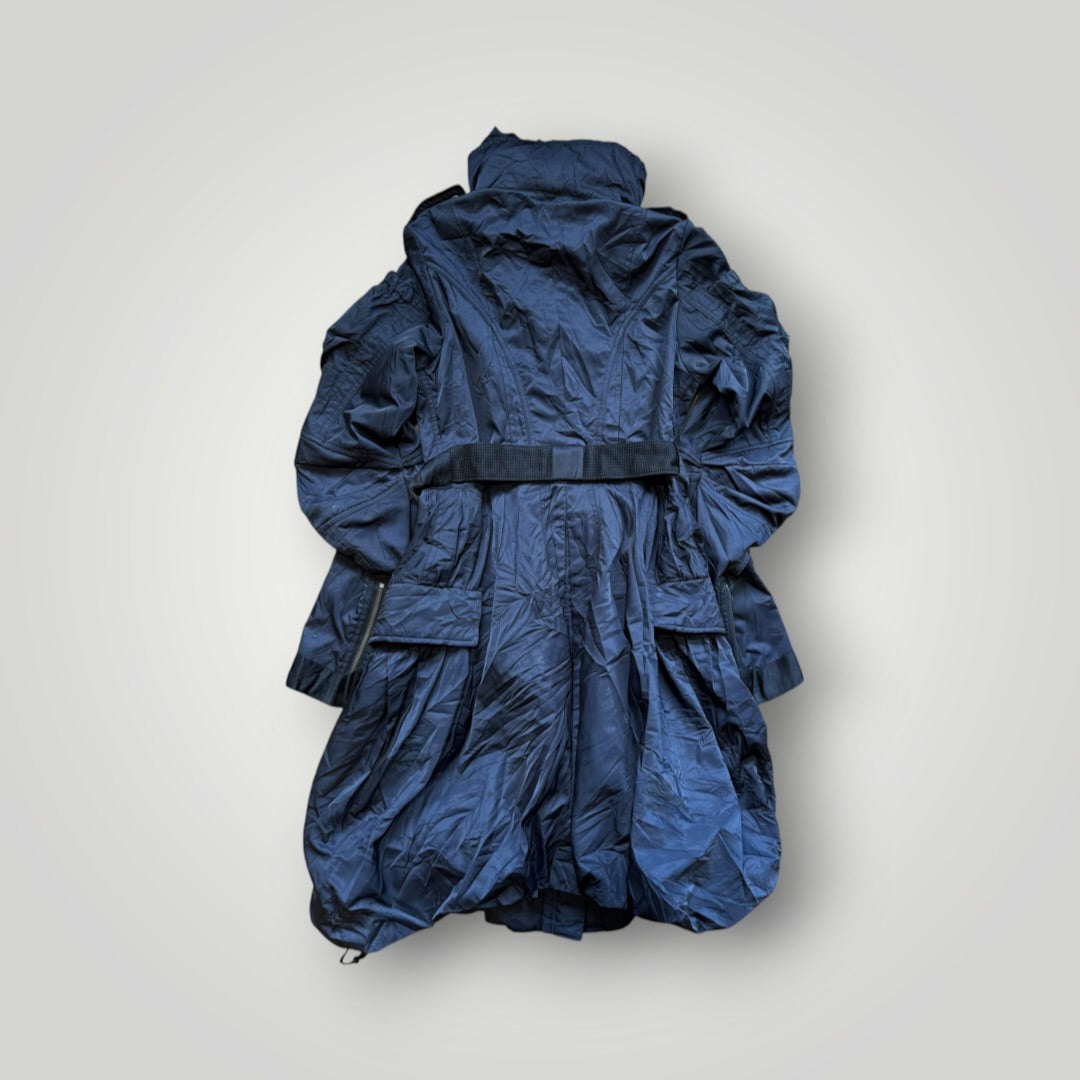 2000's Marithé François Girbaud Nylon Utility Trench Coat M | O/S, Navy