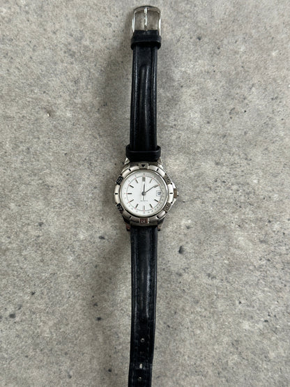 Vintage 1990s Silver Tone Japan Movement Round Quartz Watch