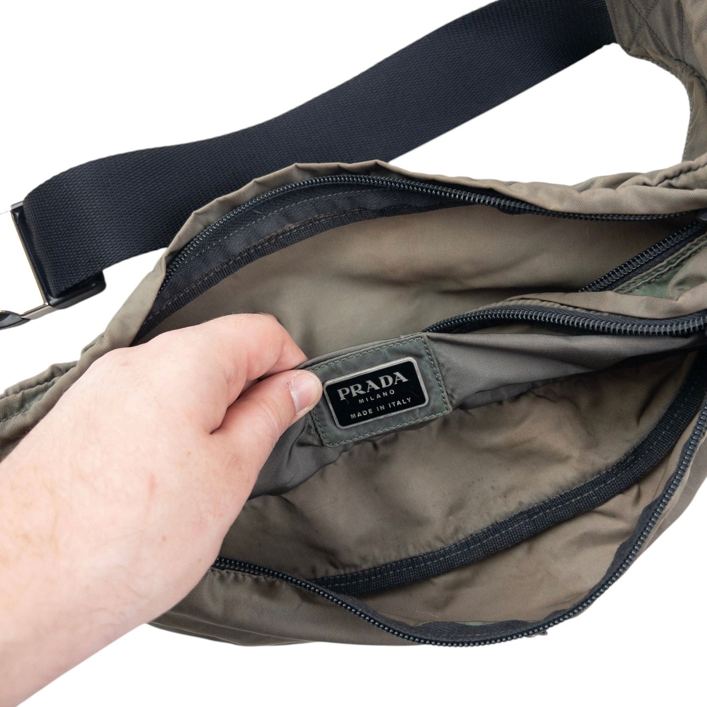 Vintage 2000s Prada Crossbody Bag | O/S, Grey