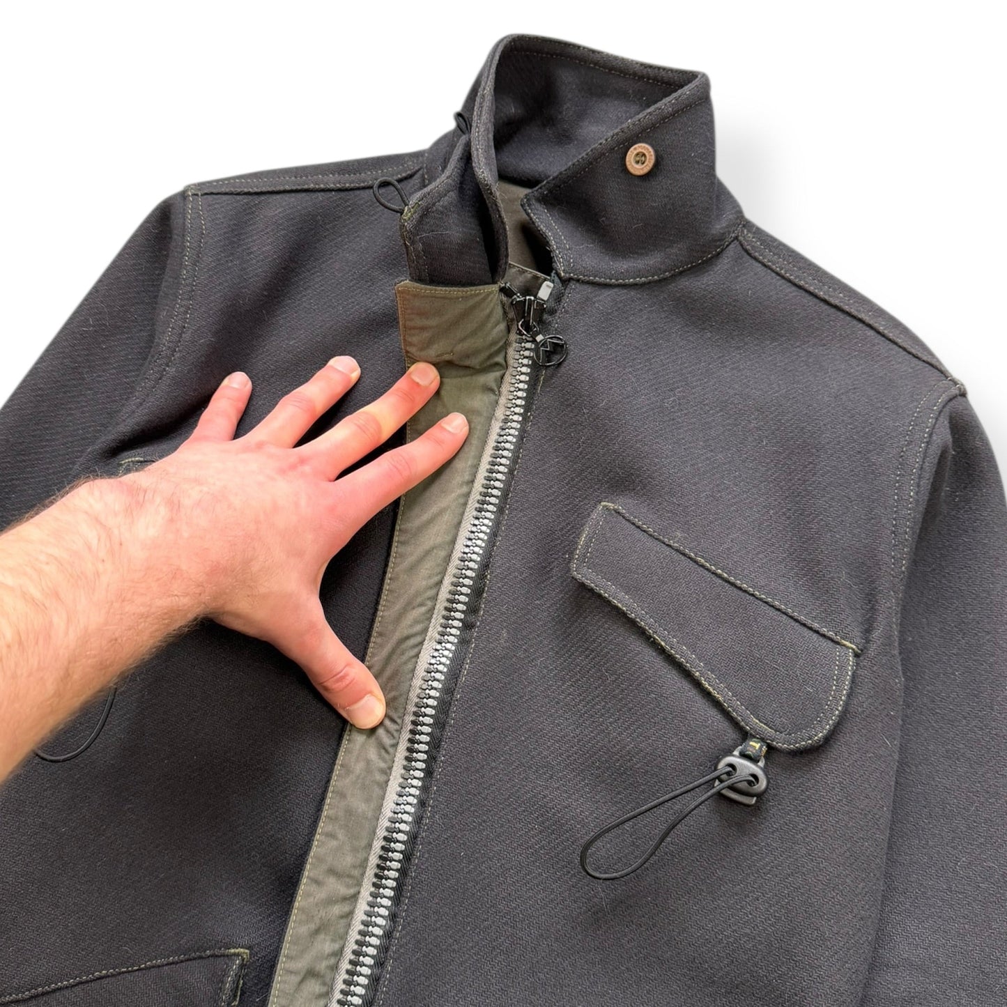 AW99/00 Maharishi Shower Repellent Asymmetric Jacket (S) | Default Title, Black