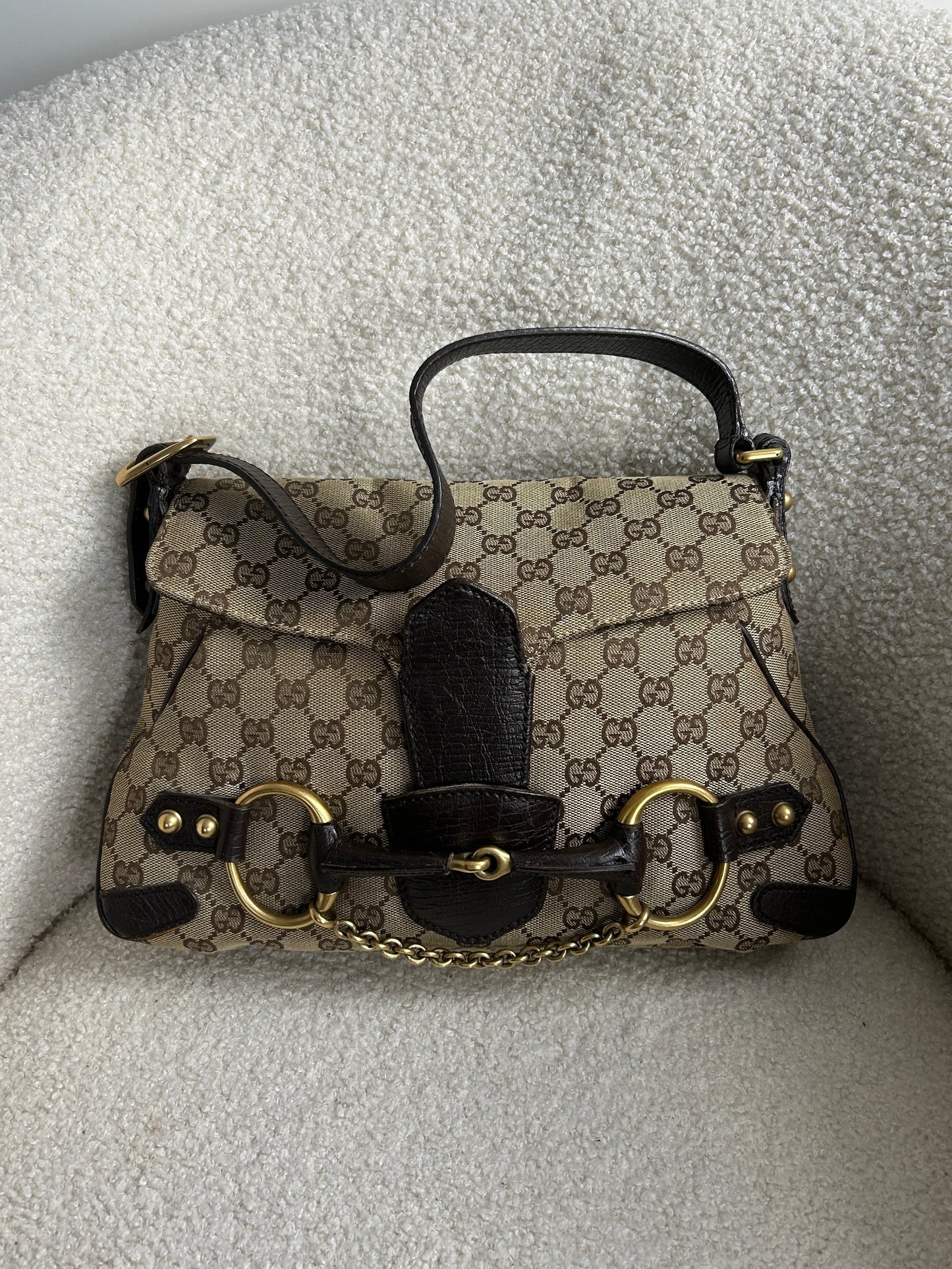 Vintage 90s Gucci Monogram Horsebit 1955 Shoulder Bag | O/S, Multicoloured