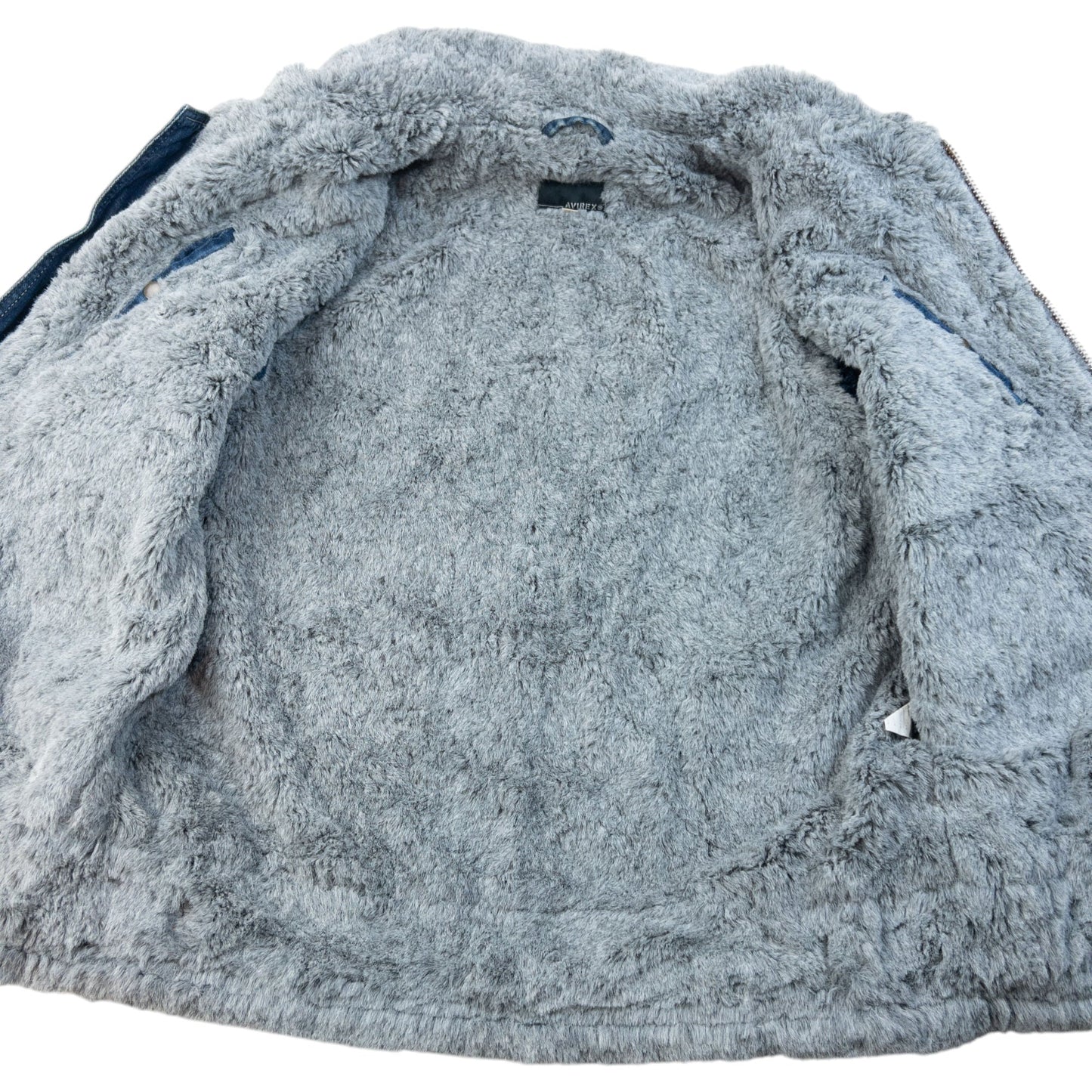Vintage 2000s AVIREX Fur Lined Denim Jacket Size L | Large, Blue