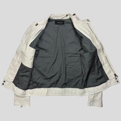 Gucci 2010 Nappa Leather Café Racer Perforated Panelled Biker Jacket - IT52 (M) | Default Title, Red