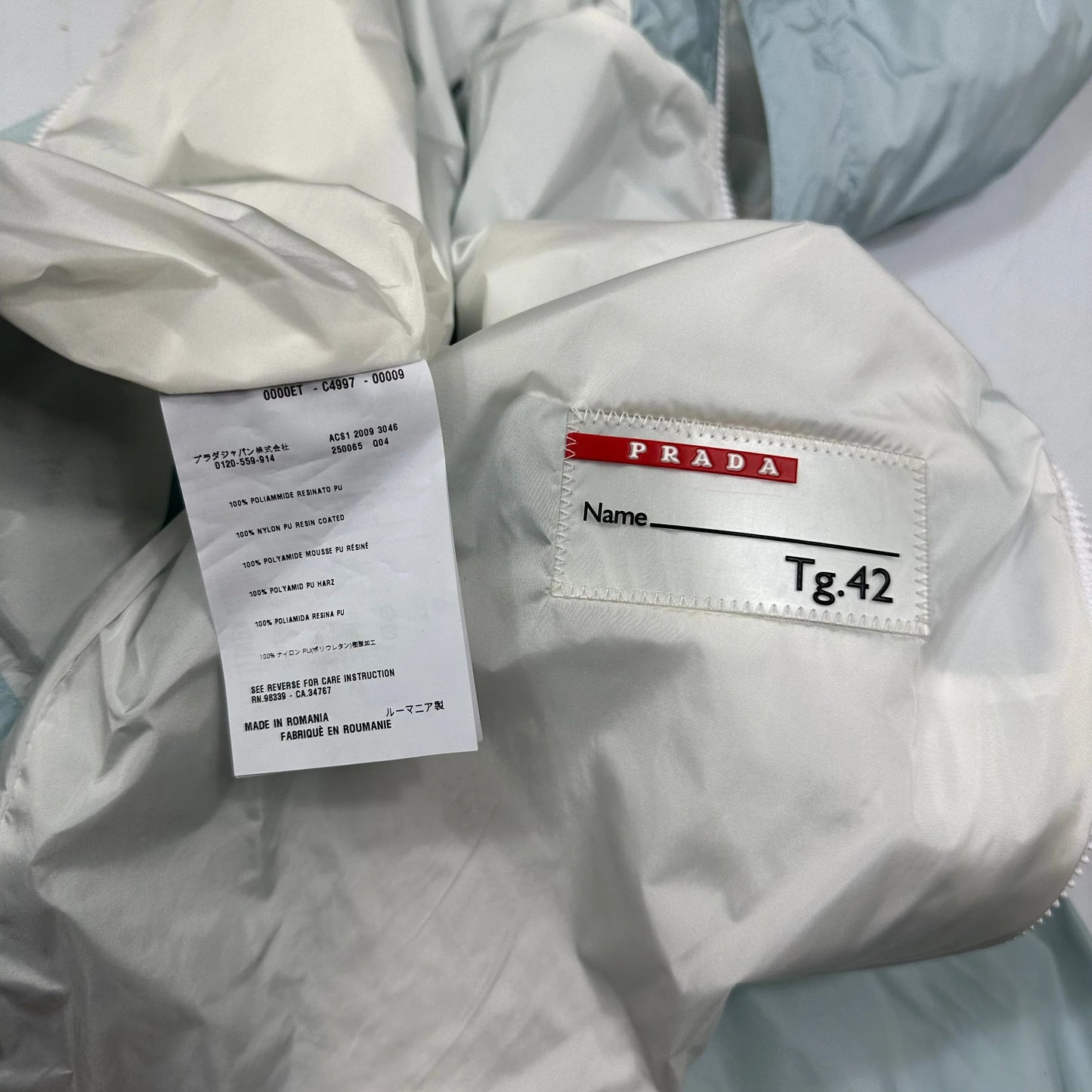 Prada Sport 2009 Baby Blue Cropped Nylon Shimmer Jacket - UK8