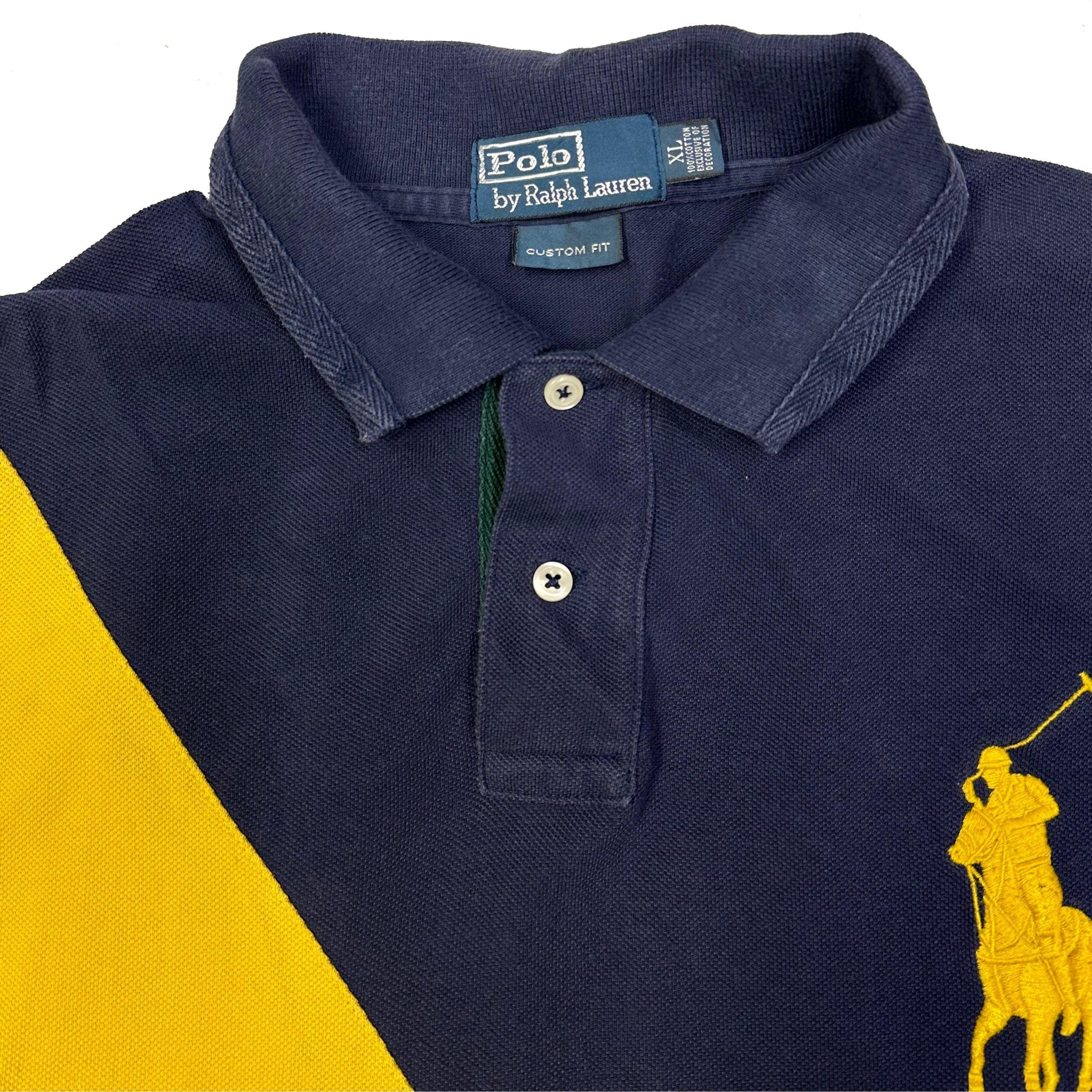 Ralph Lauren Polo In Navy, Yellow & Green ( XL ) - Known Source