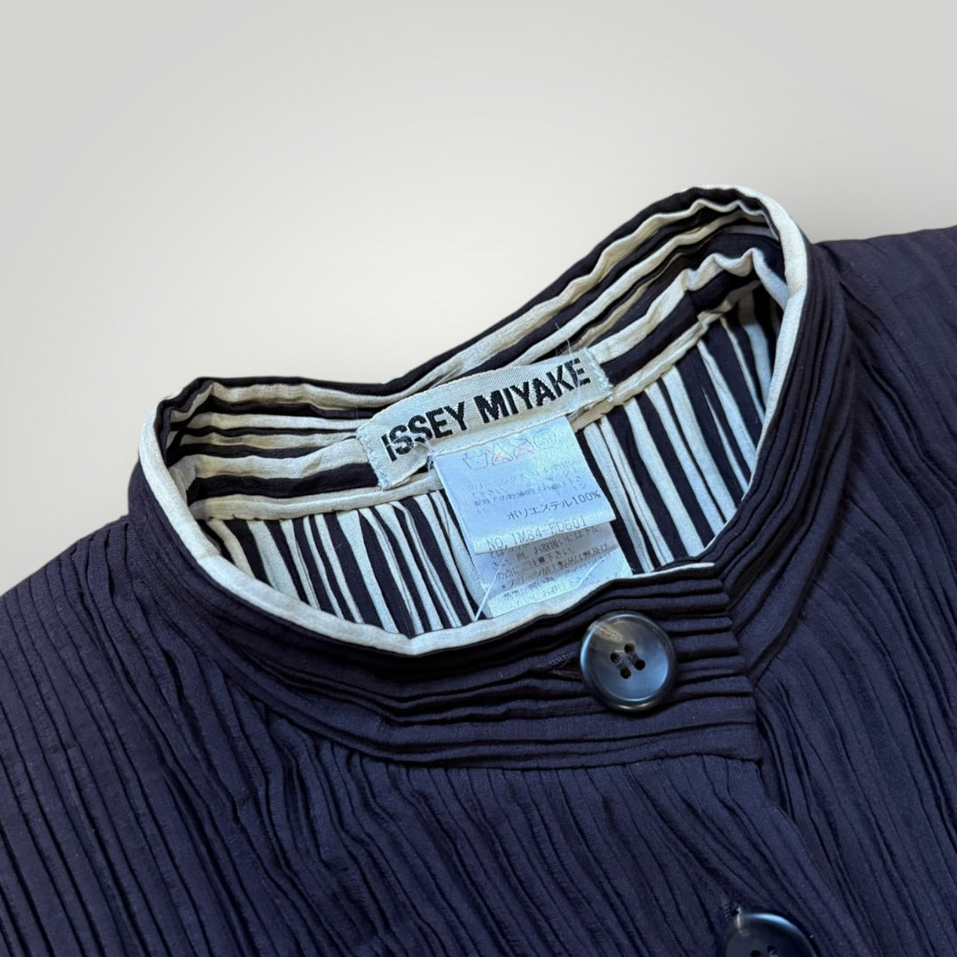 Issey Miyake Late 90s Stand Collar Plated Over Piece M