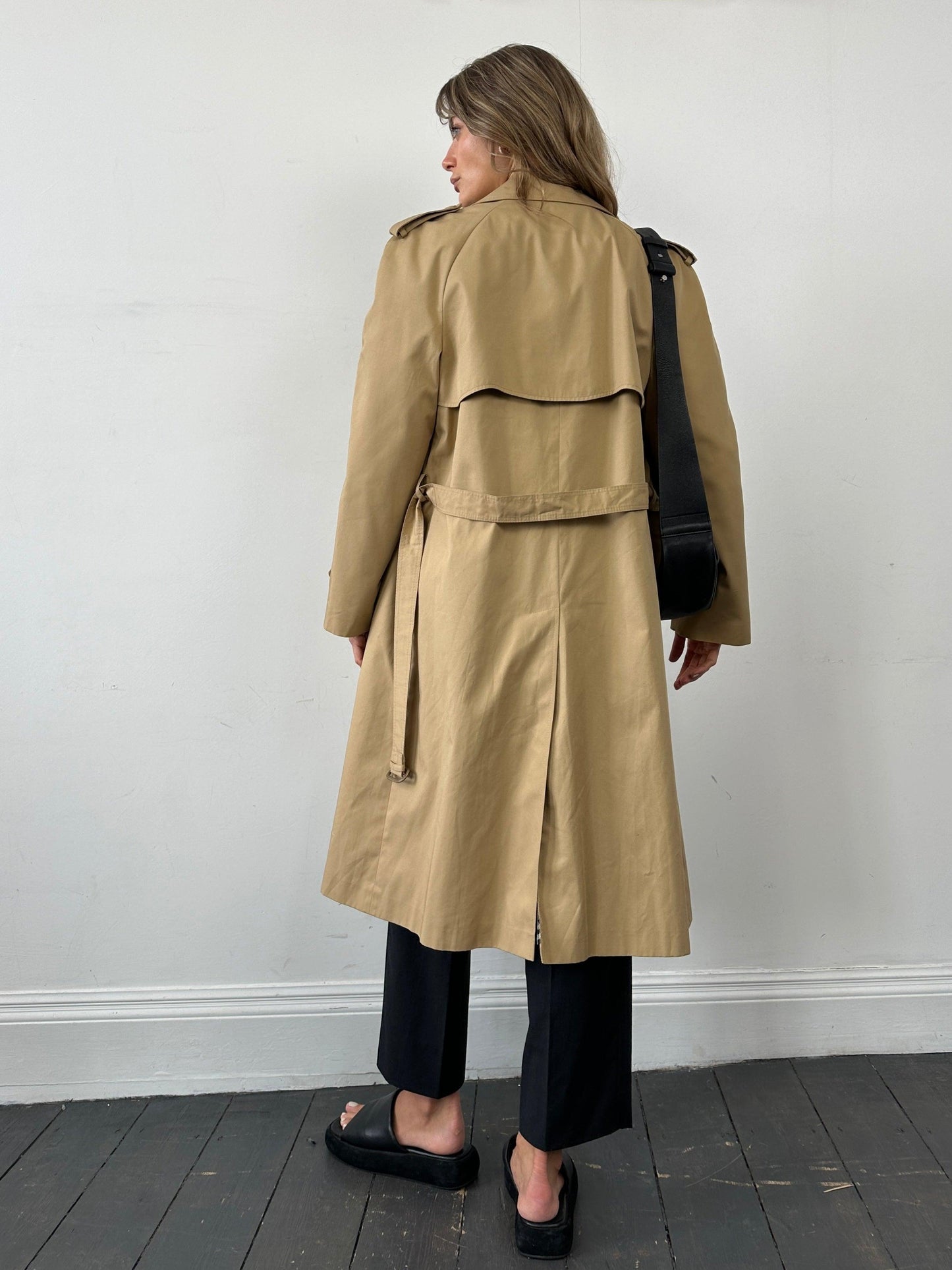 Vintage Cotton Double Breasted Belted Trench Coat - L - Known Source