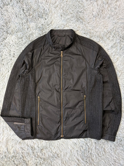 Prada Sport 2008 Pleated Black Tab Nylon Biker Jacket - M | O/S, Black