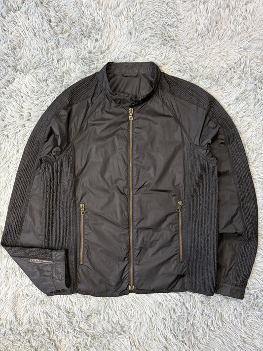 Prada Sport 2008 Pleated Black Tab Nylon Biker Jacket - M | O/S, Black