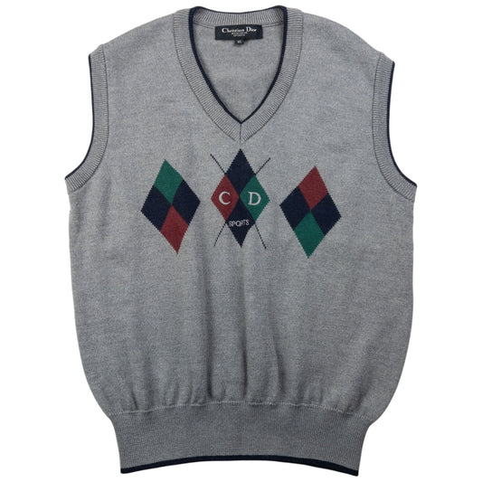 Vintage Dior Monsieur Sports Argyle Sweater Vest Size S