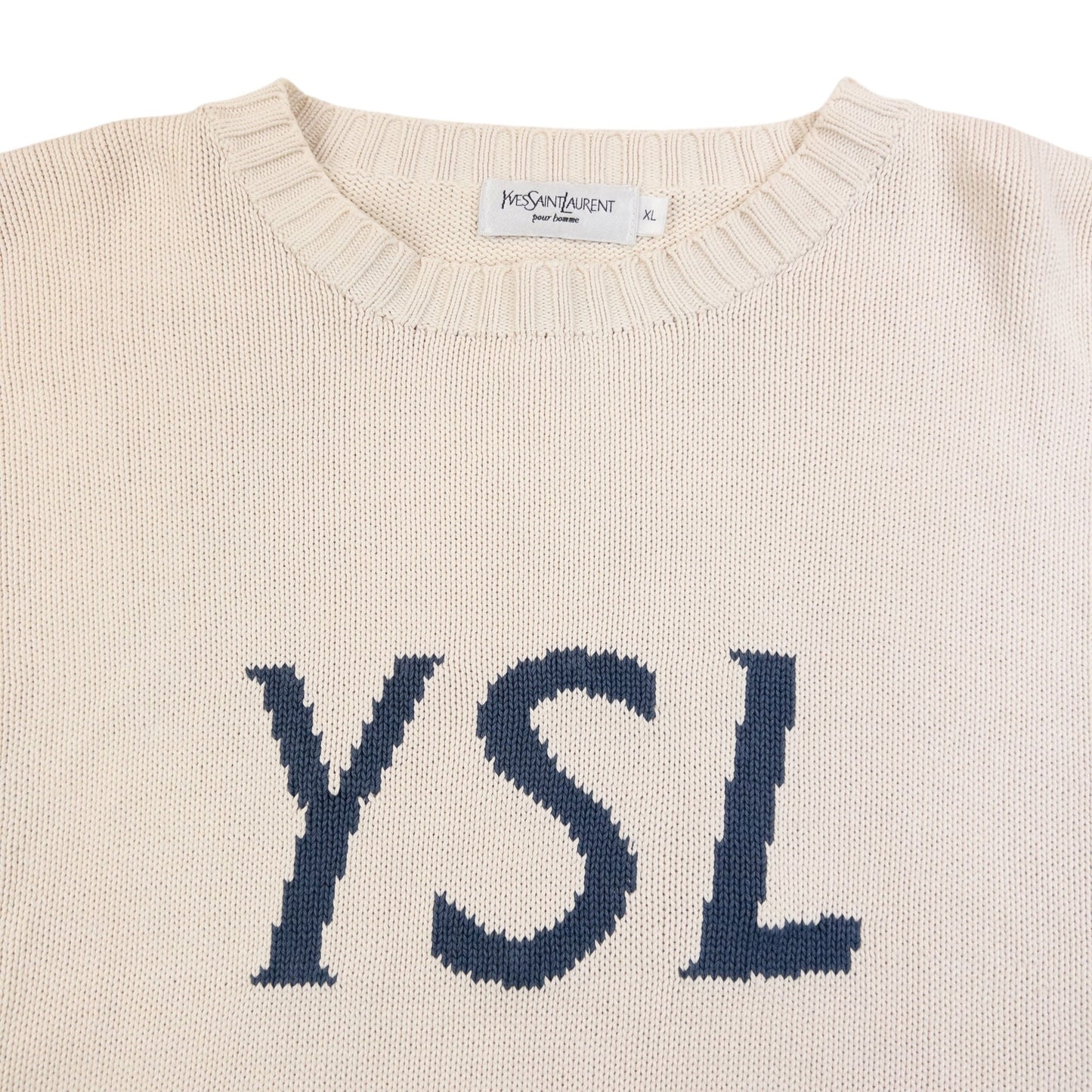 Vintage 2000s YSL Yves Saint Laurent Knit Jumper Size L | Large, Blue