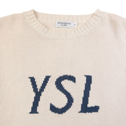 Vintage 2000s YSL Yves Saint Laurent Knit Jumper Size L | Large, Blue