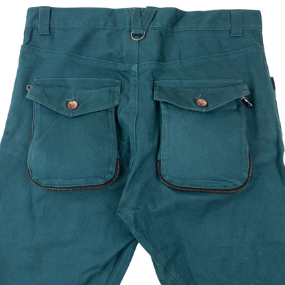 Vintage 2000s PPFM Curved Stacked Leg Cargo Trousers Size W31 | W31, Blue