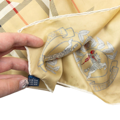 Vintage 90s Burberry Nova Check Silk Scarf | O/S, Beige