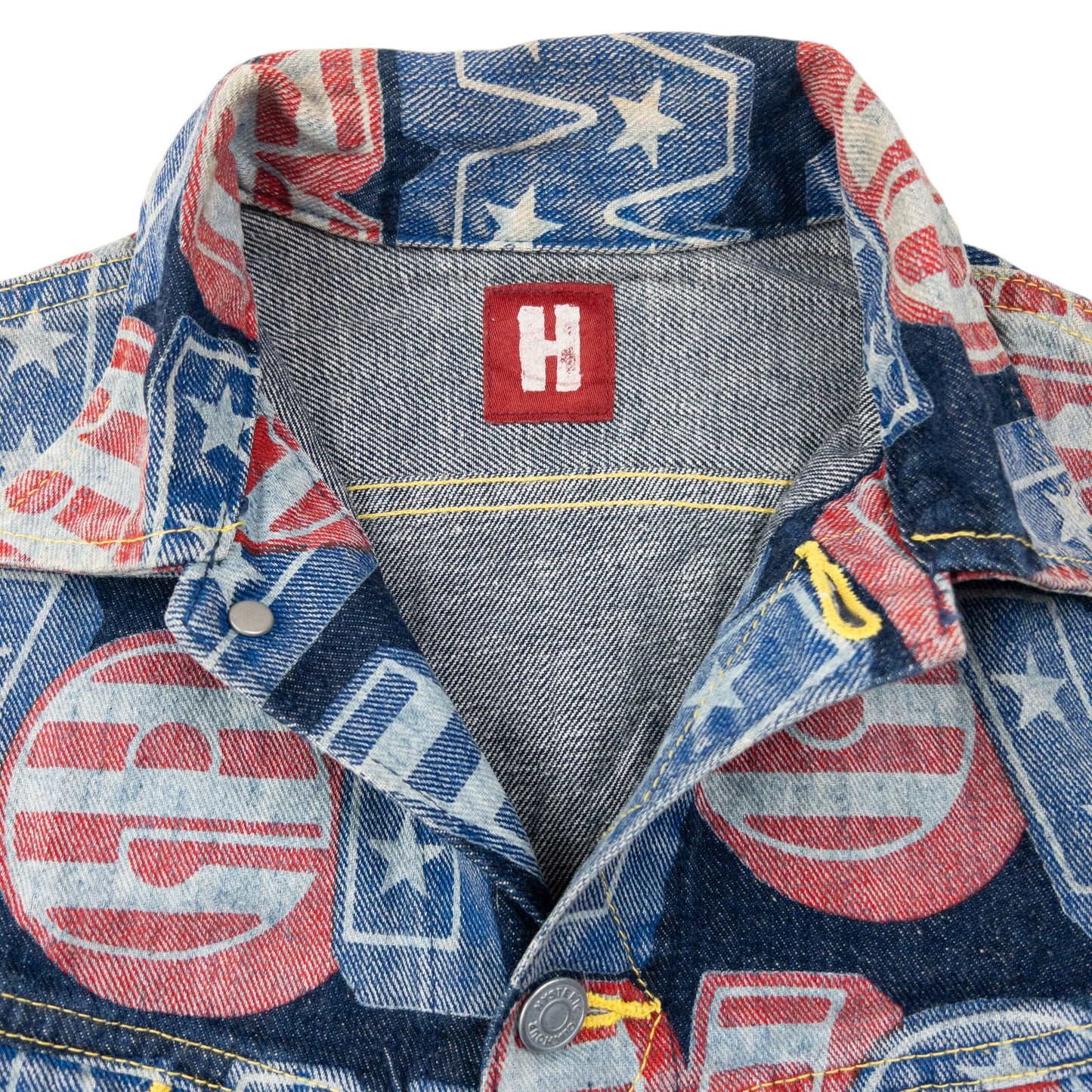 Vintage 90s Hysteric Glamour Stars & Stripes Text Denim Jacket Womens Size S | Small, Multi-colour